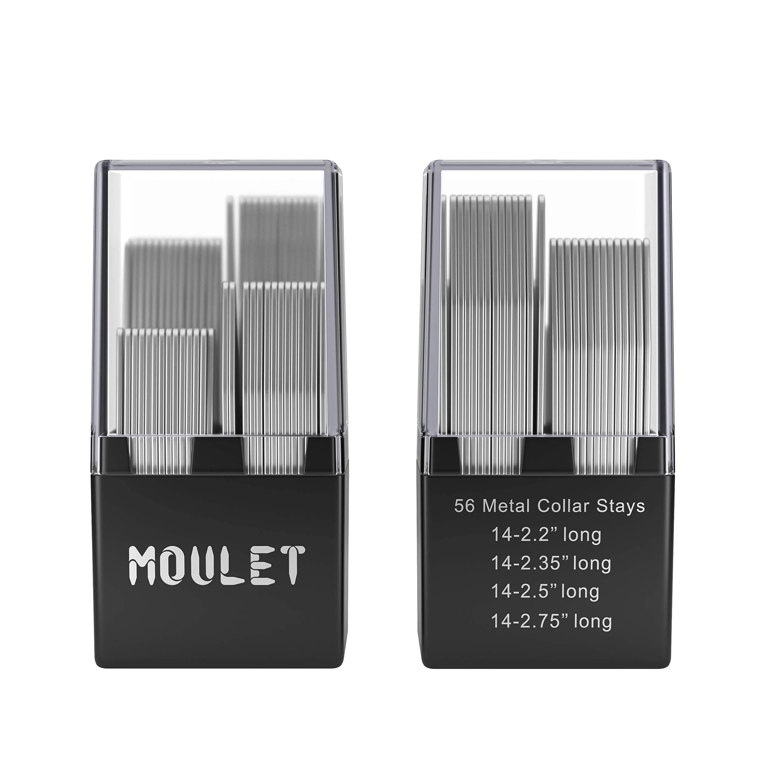 56 Metal Collar Stays for Men in a Divided Box - 4 Sizes by Moulet