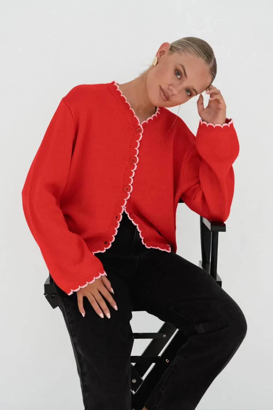 Alessia Knit Cardigan Red Pink
