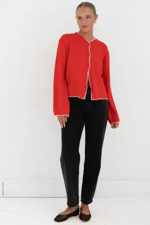 Alessia Knit Cardigan Red Pink