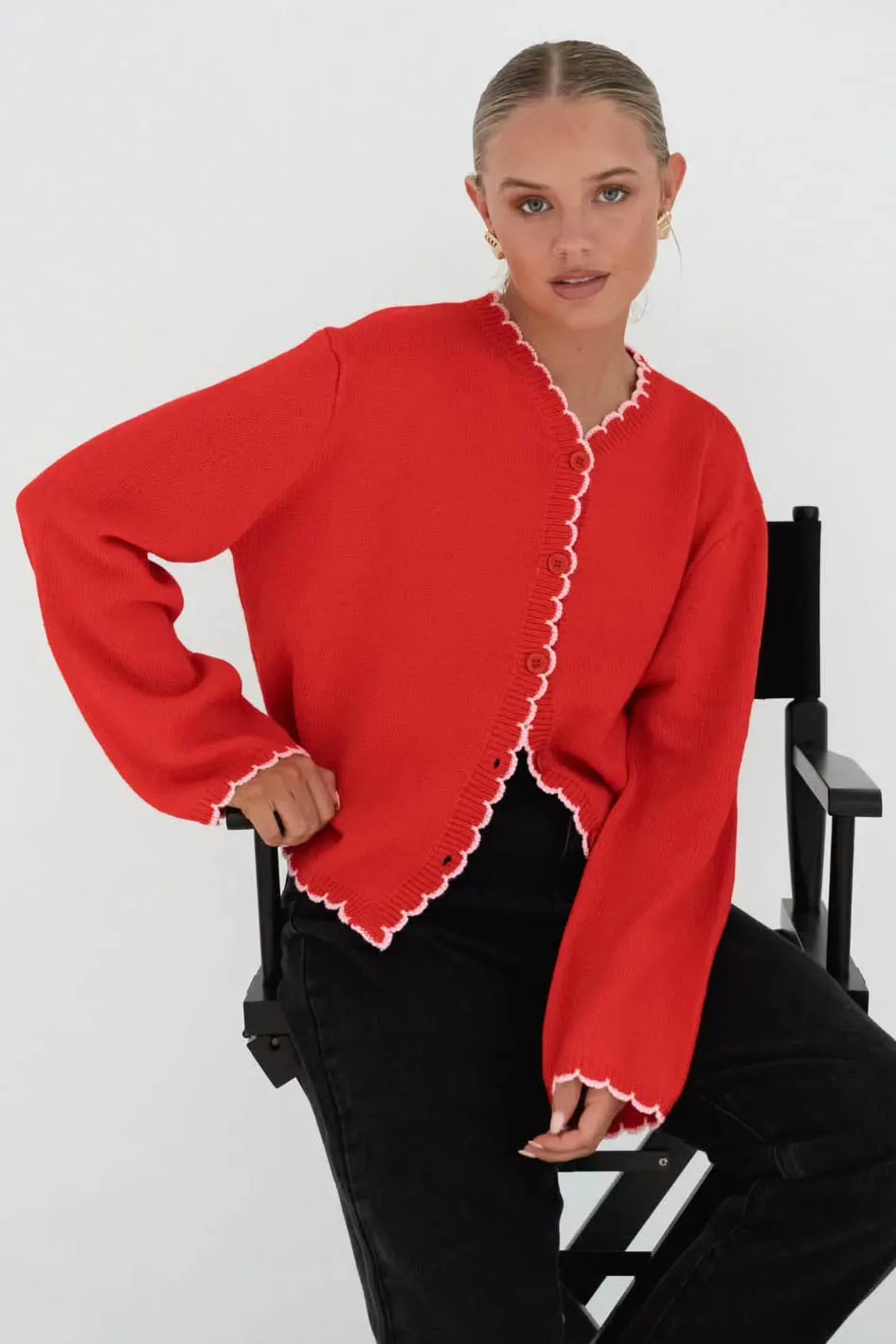 Alessia Knit Cardigan Red Pink