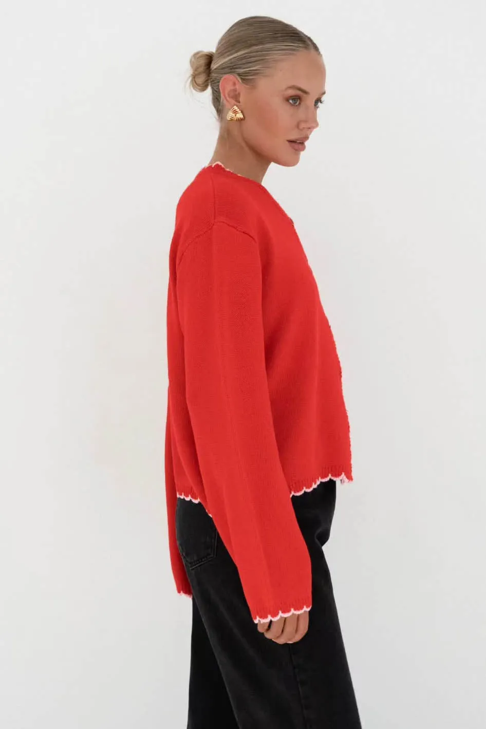 Alessia Knit Cardigan Red Pink