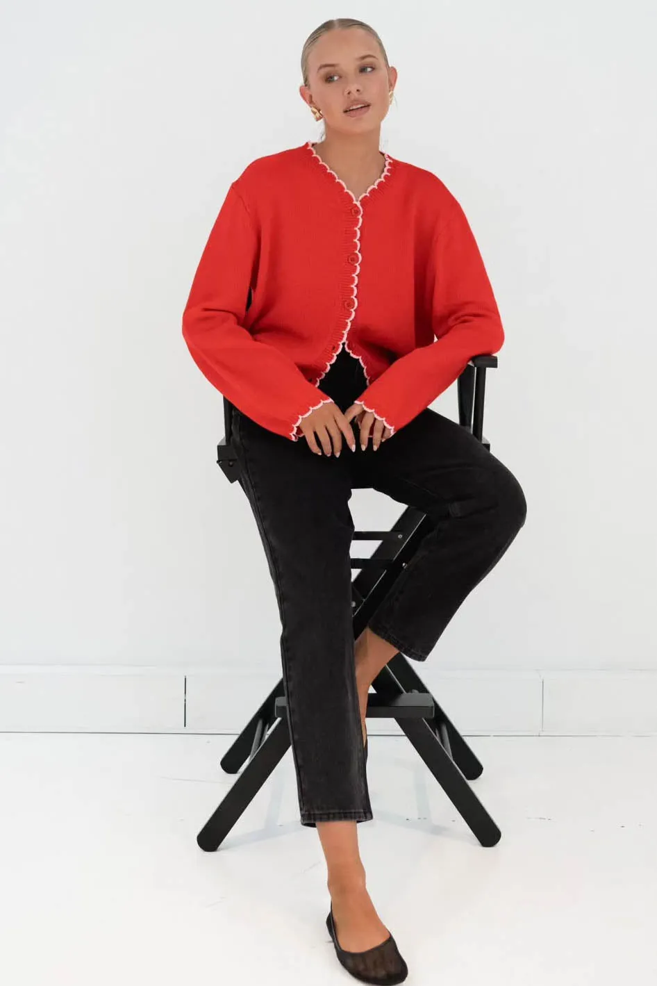 Alessia Knit Cardigan Red Pink