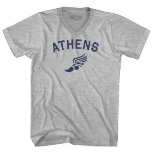 Athens Running Track Winged Foot Adult Cotton V-neck T-shirt