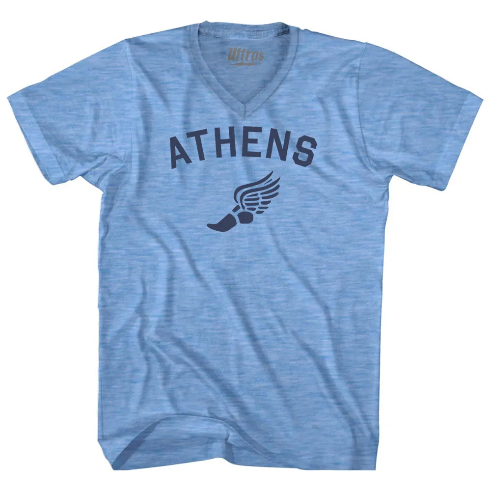 Athens Running Track Winged Foot Adult Tri-Blend V-neck T-shirt