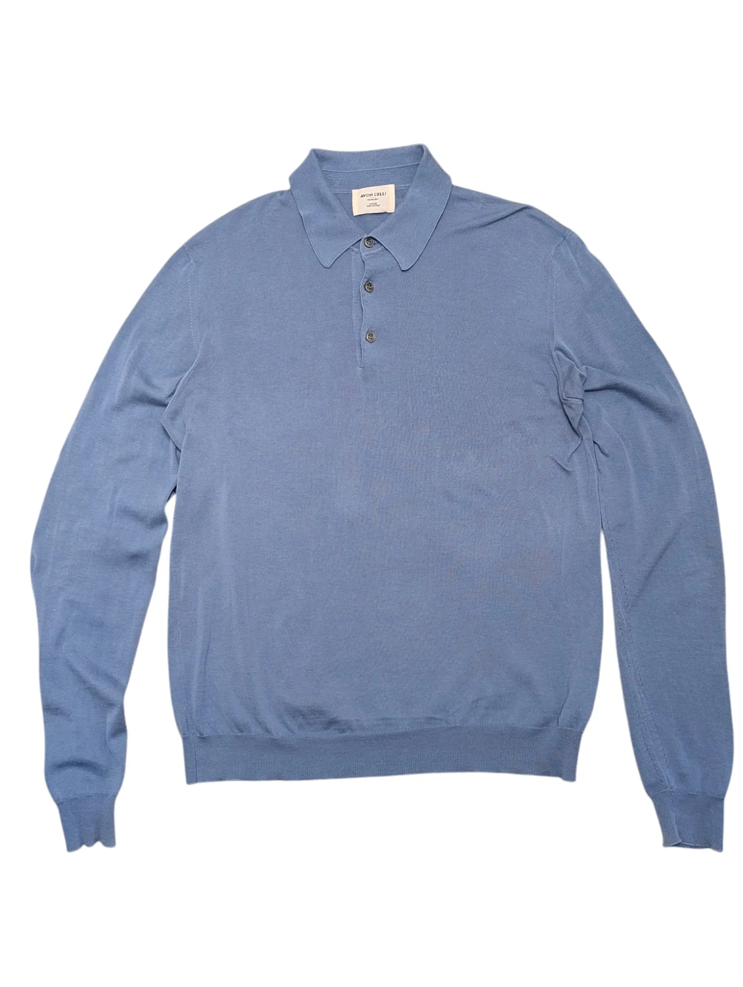 Avon Celli Polo Collar Sweater S/48 Pale Blue Cotton