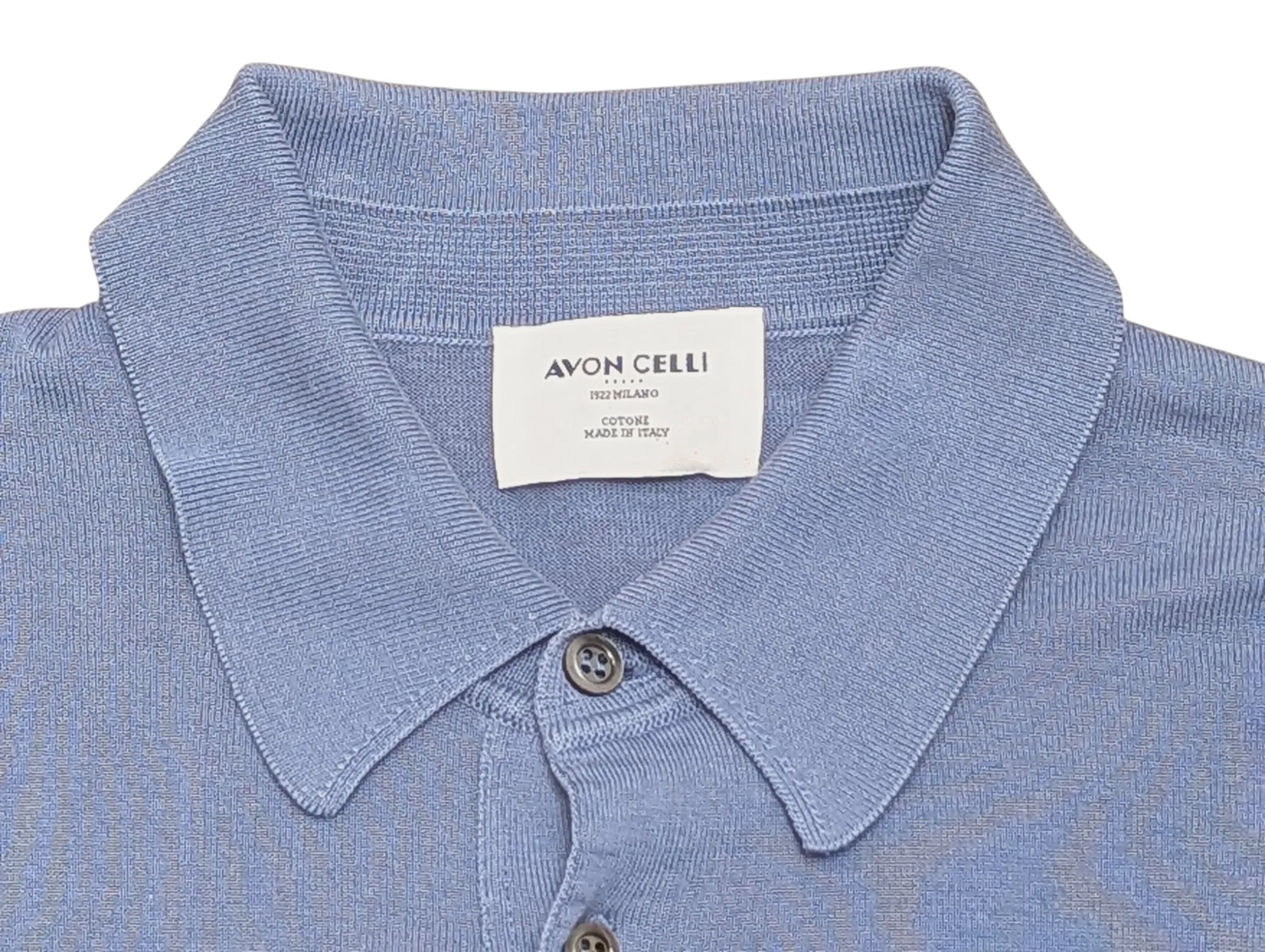 Avon Celli Polo Collar Sweater S/48 Pale Blue Cotton