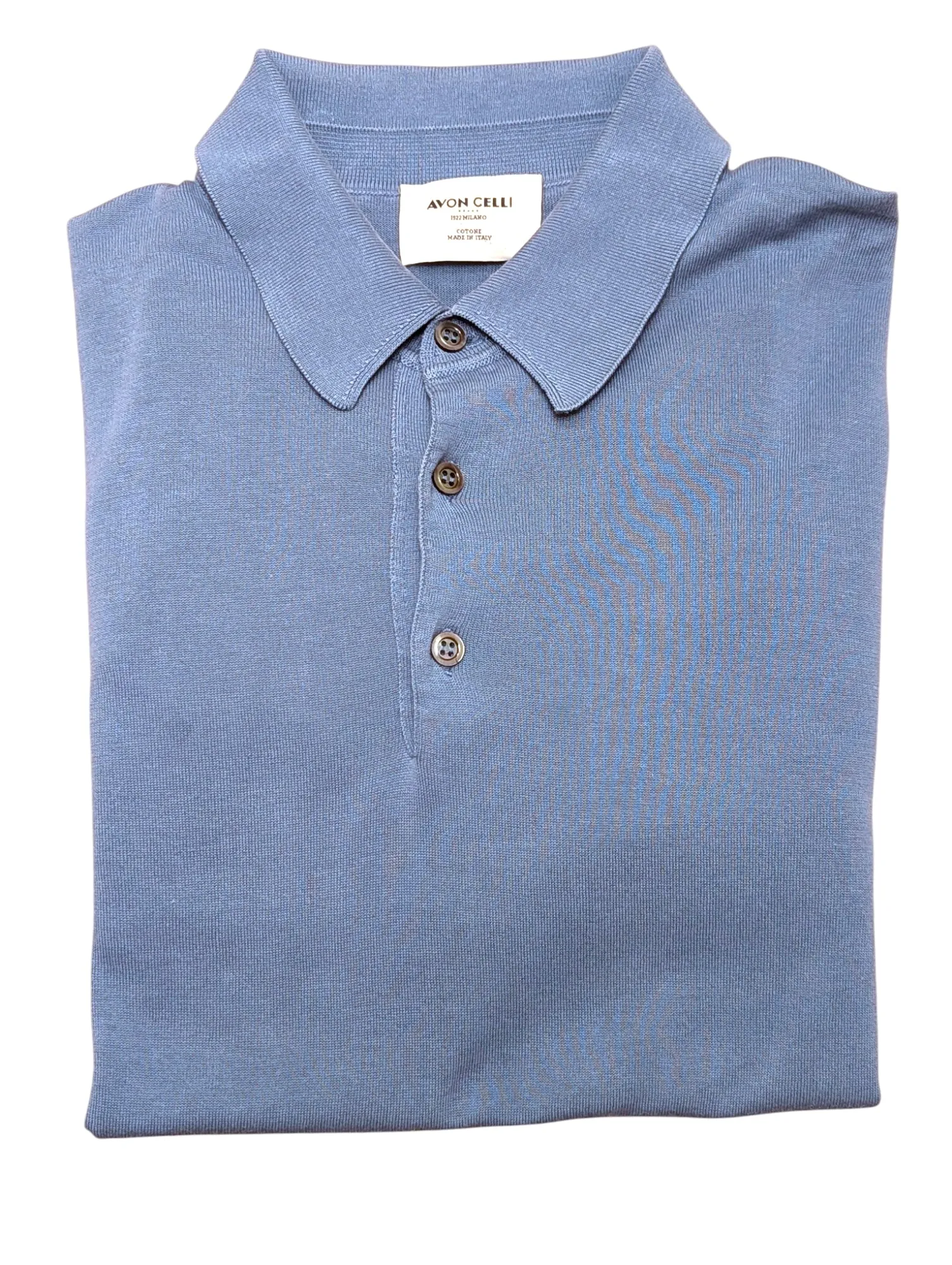 Avon Celli Polo Collar Sweater S/48 Pale Blue Cotton