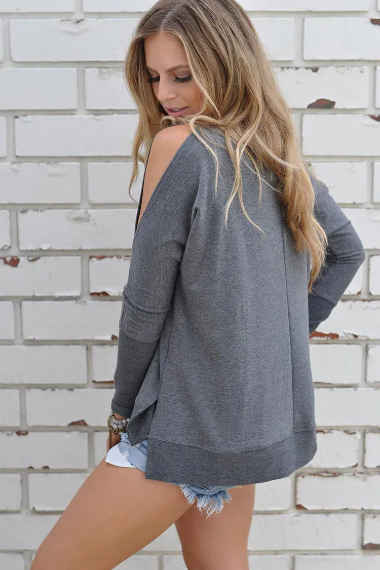 Bear Shoulder Solid Color Loose T-shirt