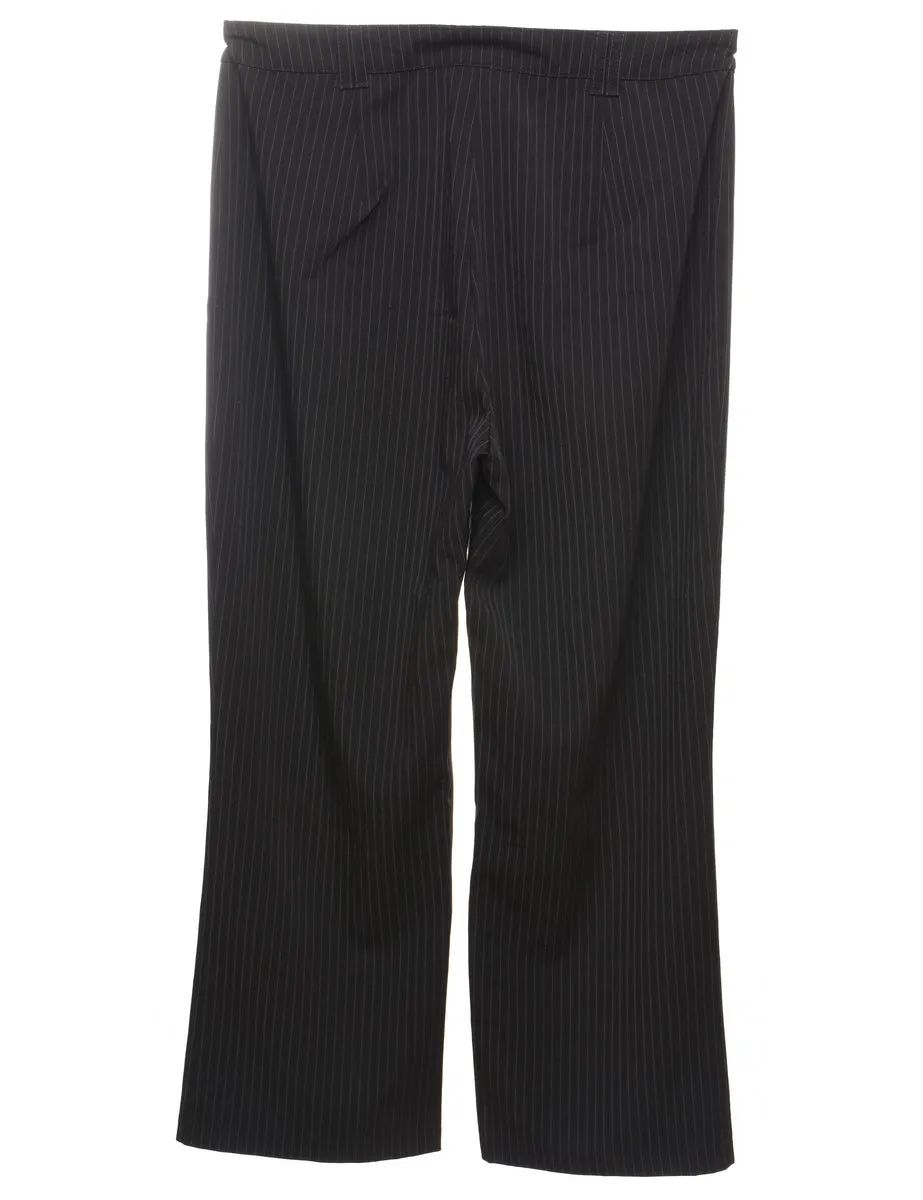 Black Pinstriped Trousers - W36 L30