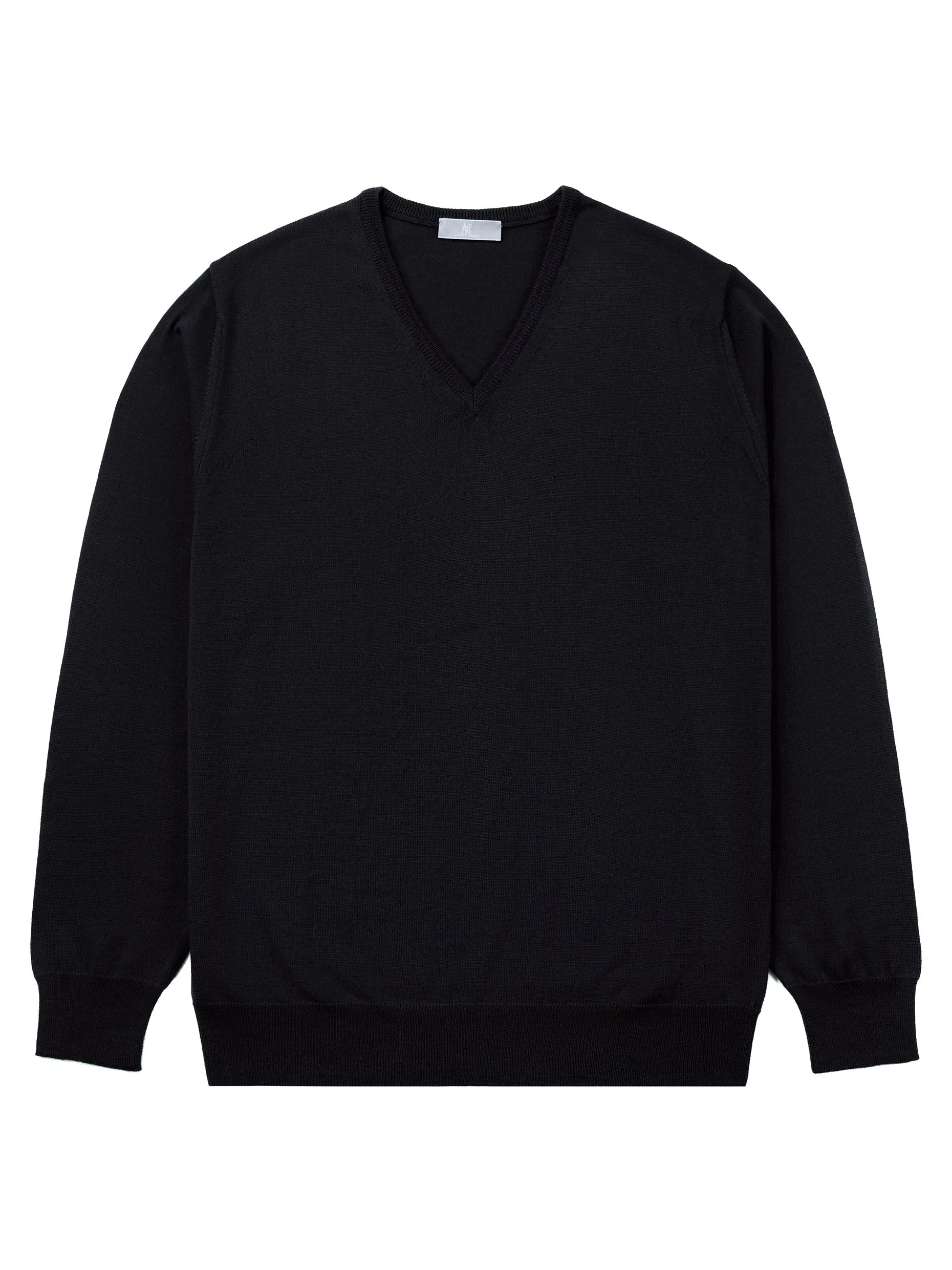Black V-Neck Long-Sleeve Sweater