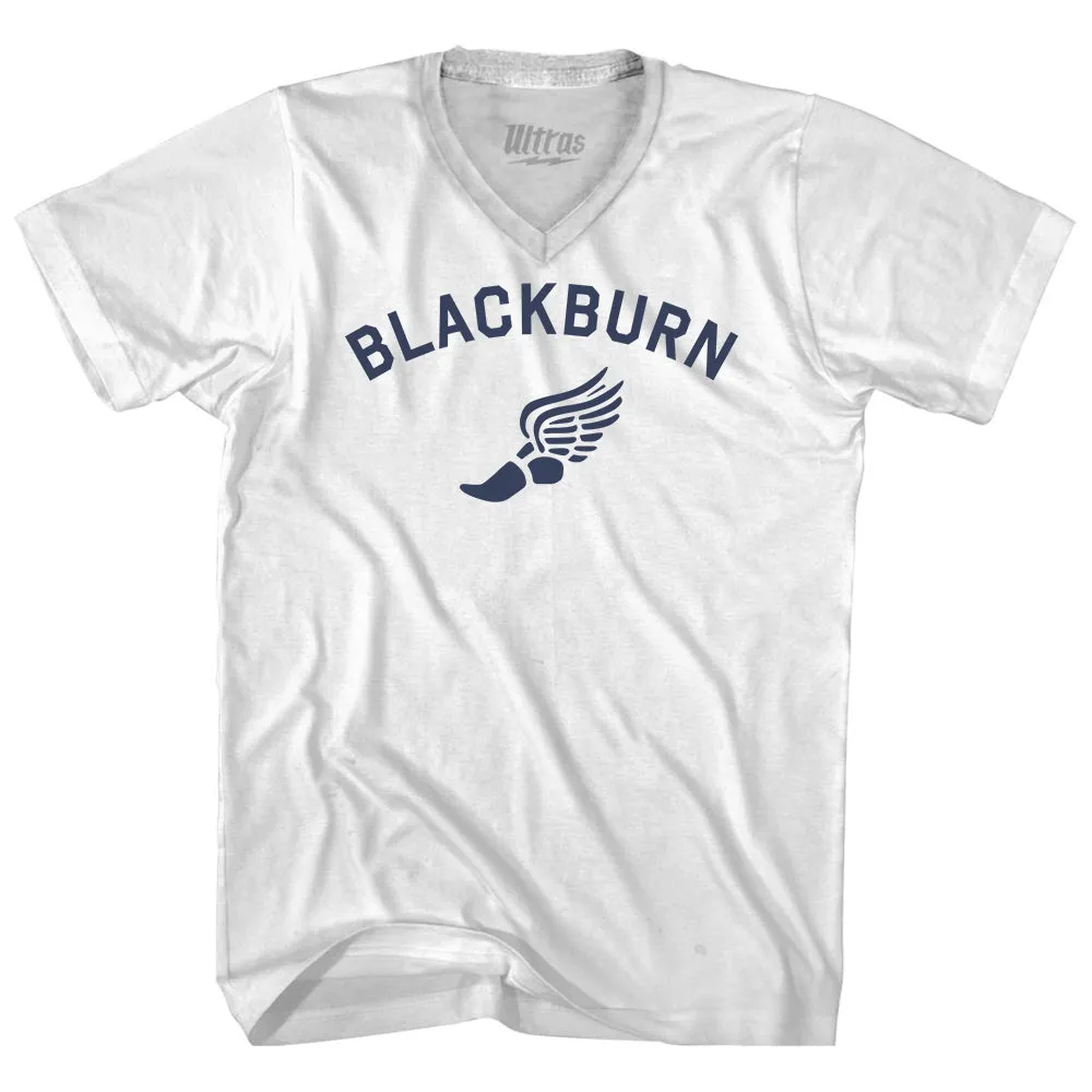 Blackburn Running Track Winged Foot-Adult Cotton V-neck T-shirt