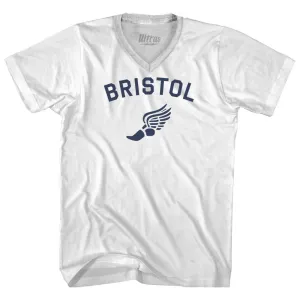 Bristol Running Track Winged Foot-Adult Cotton V-neck T-shirt