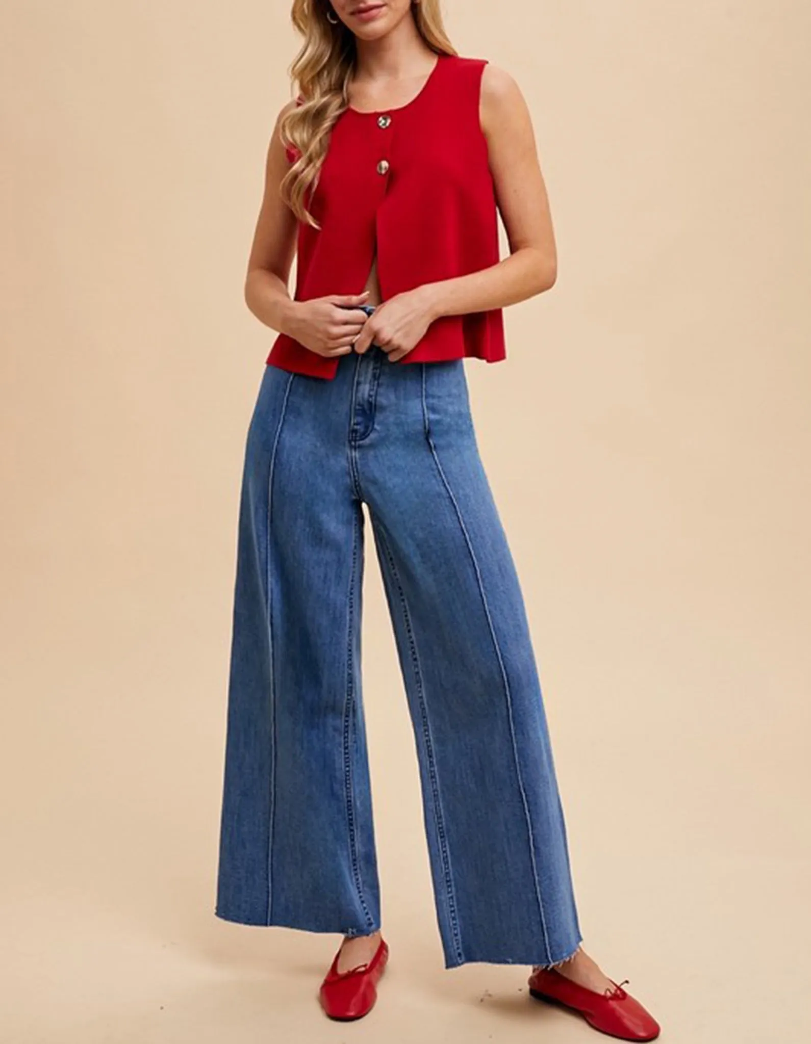 Callen Buttoned Knit Vest Top