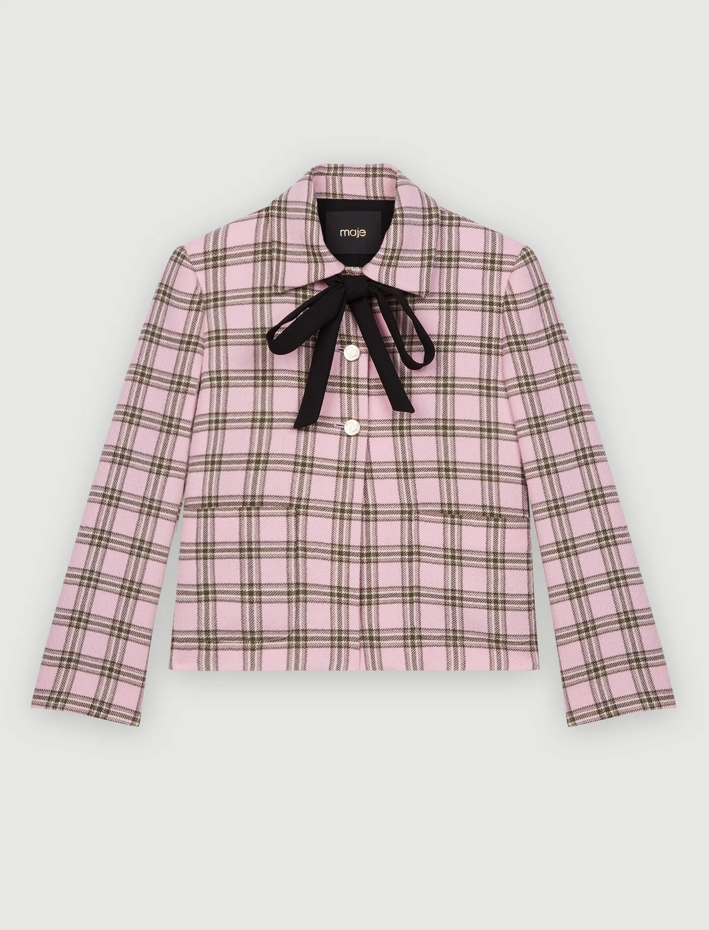 CHECKED JACKET WITH CONTRASTING NECKTIE