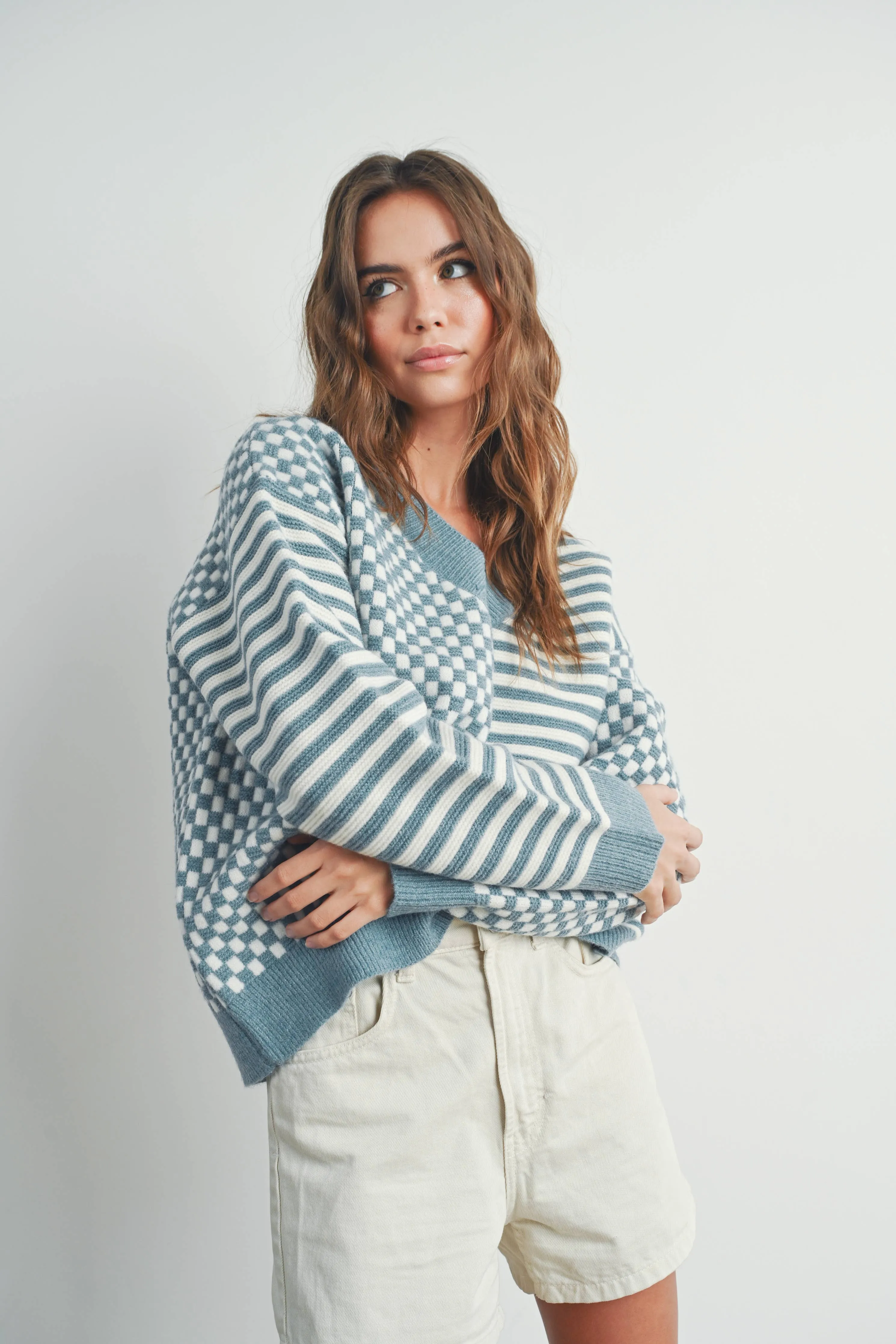 Checker Sweater- Blue