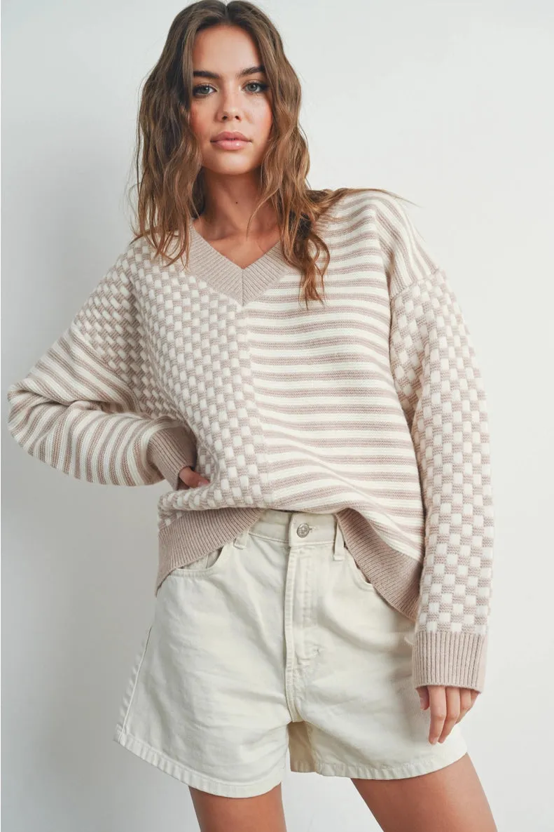 Checker Sweater: Taupe