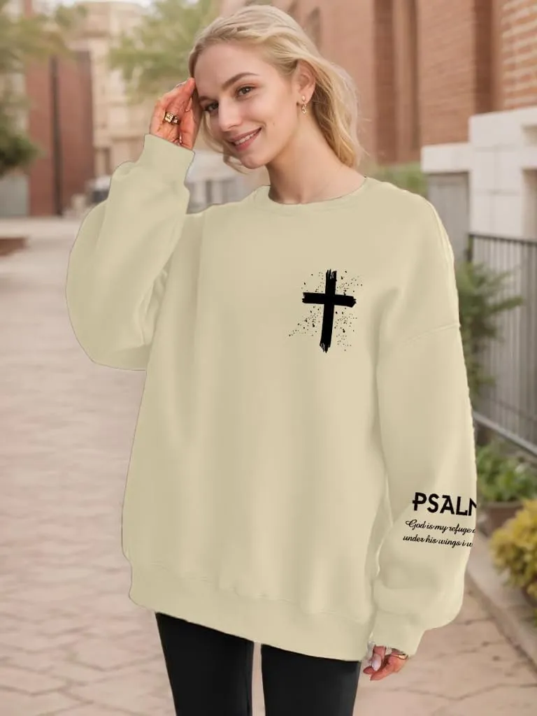 Christian Oversized Sweatshirts for Women Yeshua Lord Redeemer Savior Graphic Pullover Top Casual Loose Fit Outfits