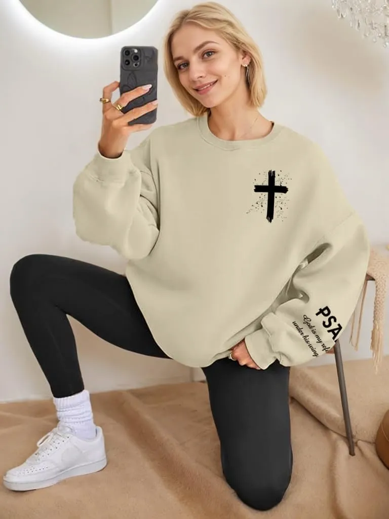 Christian Oversized Sweatshirts for Women Yeshua Lord Redeemer Savior Graphic Pullover Top Casual Loose Fit Outfits