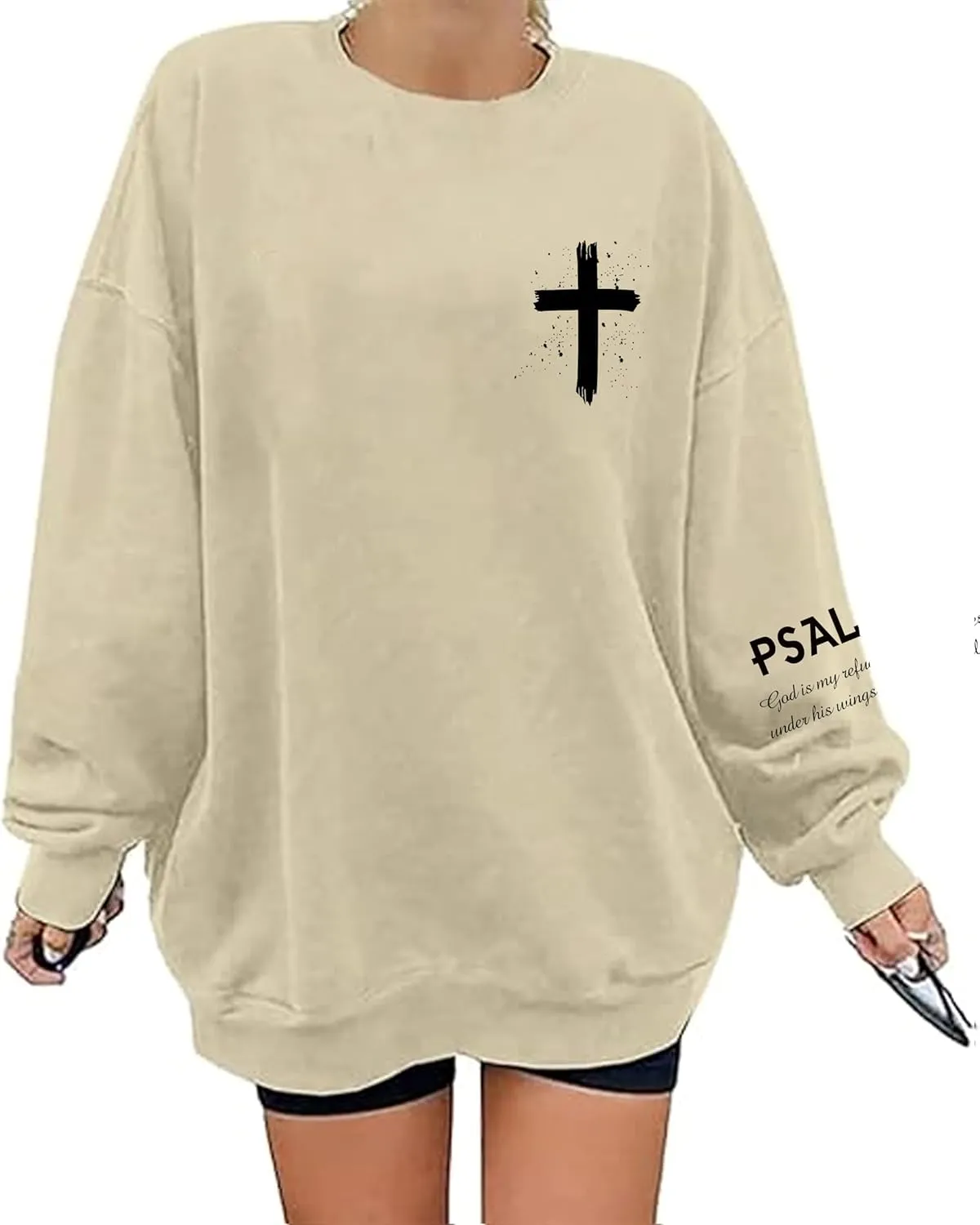 Christian Oversized Sweatshirts for Women Yeshua Lord Redeemer Savior Graphic Pullover Top Casual Loose Fit Outfits