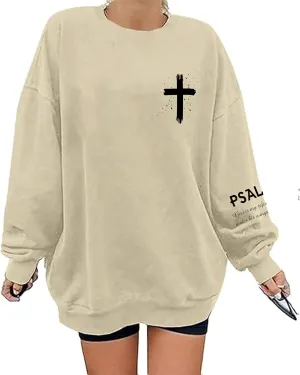 Christian Oversized Sweatshirts for Women Yeshua Lord Redeemer Savior Graphic Pullover Top Casual Loose Fit Outfits