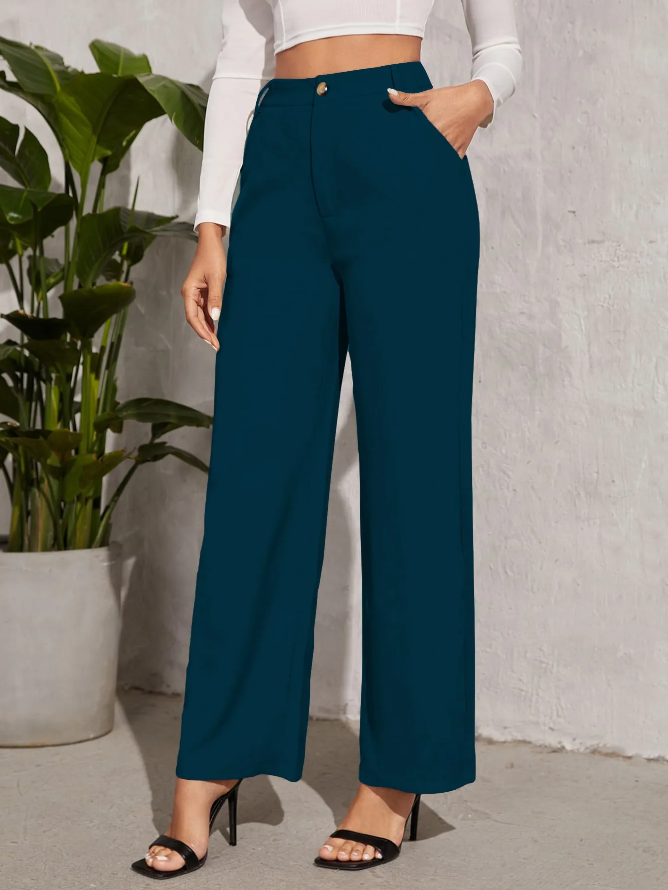 Classic High Rise Bootcut Trousers