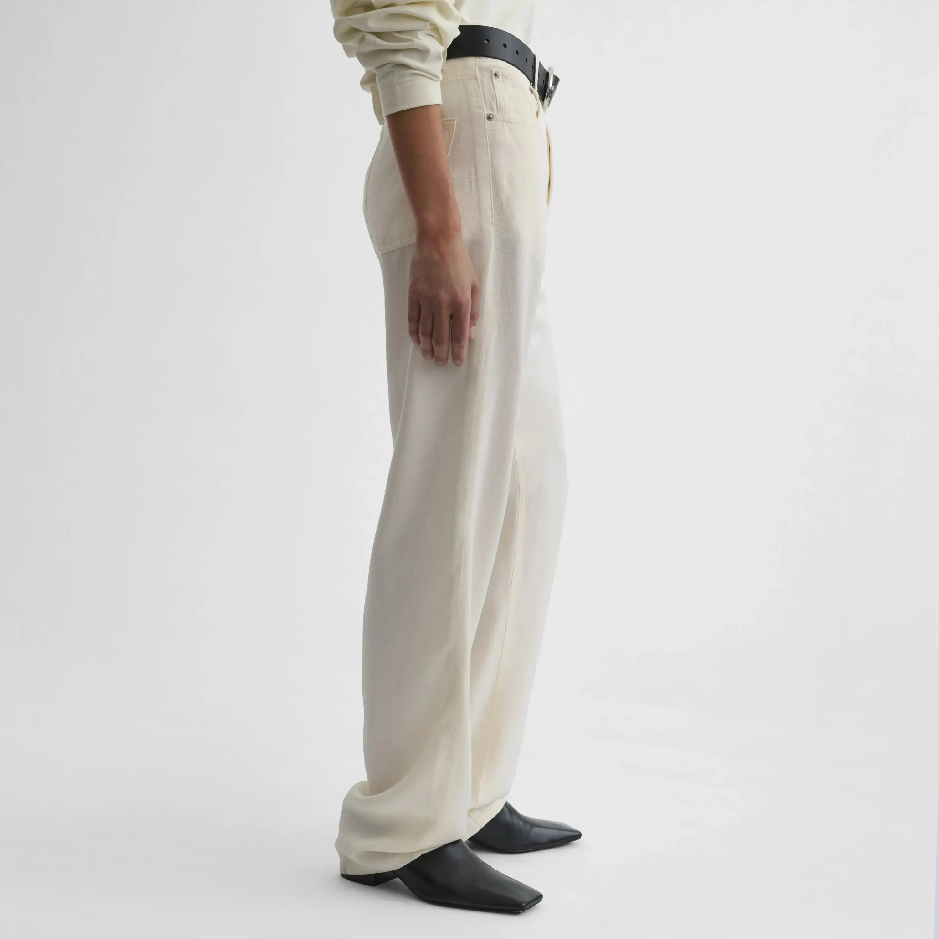 CLASSIC JEANS | off white silk viscose