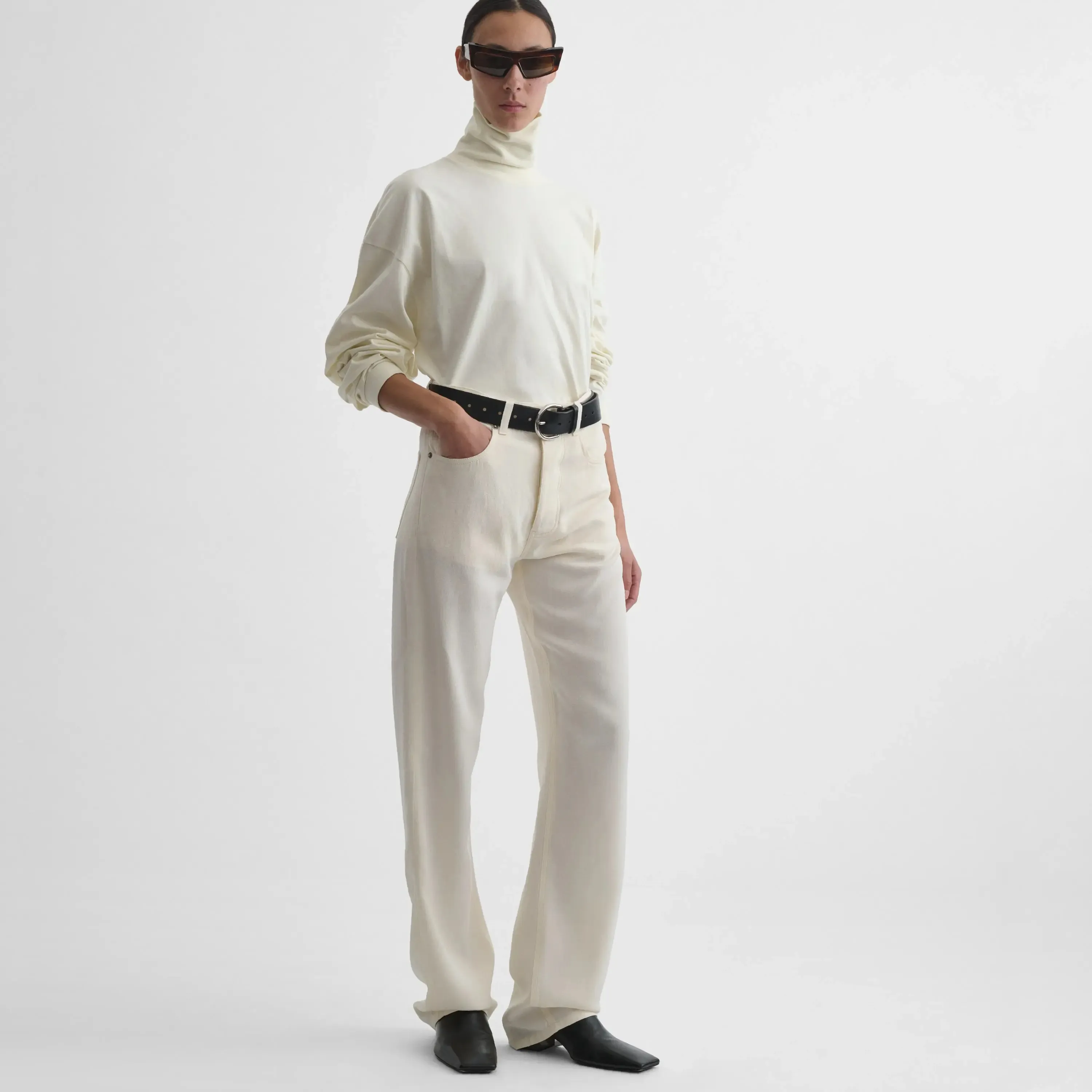 CLASSIC JEANS | off white silk viscose
