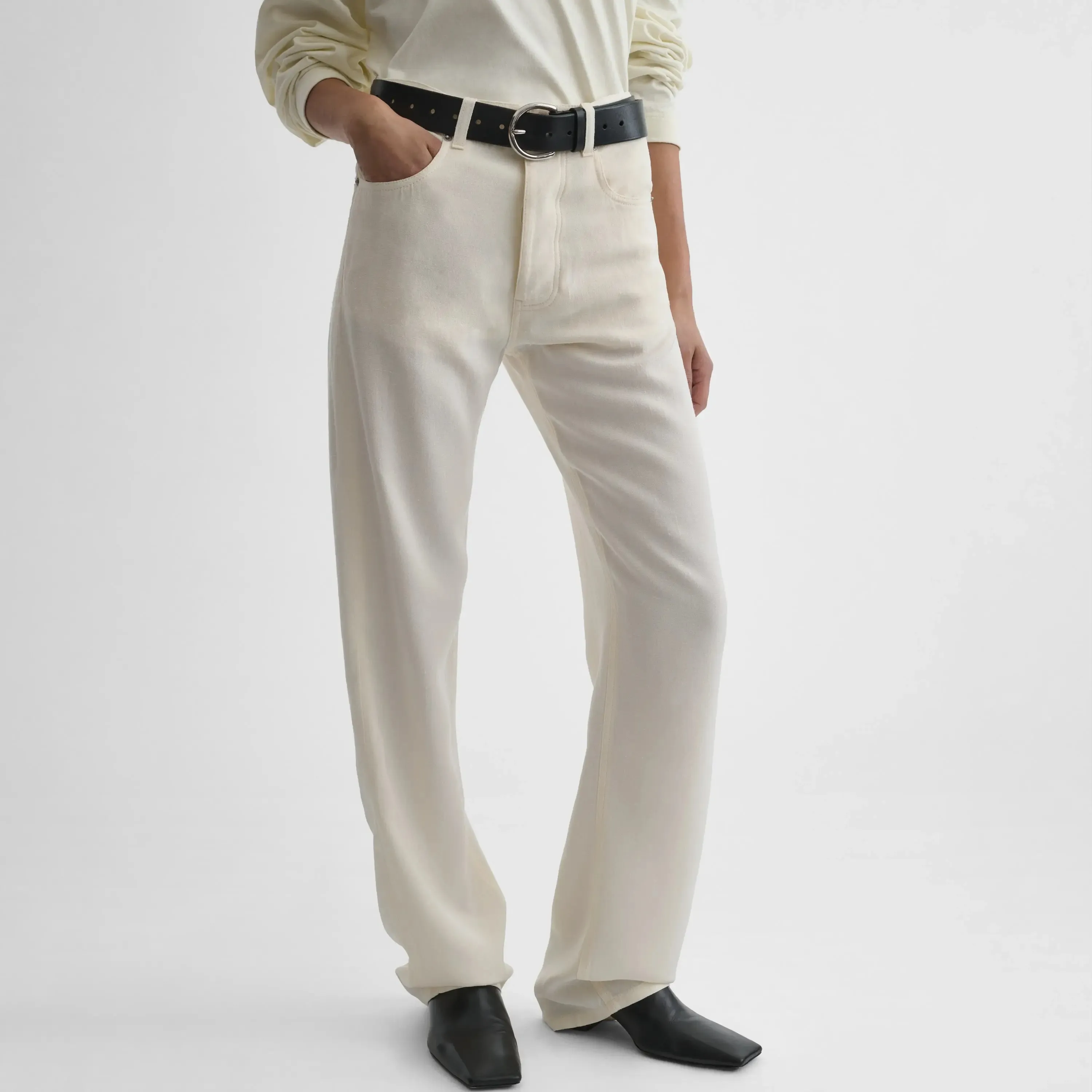 CLASSIC JEANS | off white silk viscose