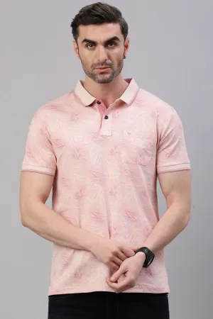 Classic Polo Men's Half Sleeve Peach Polo Neck Slim Fit All Over Print T-Shirt | BELLO - 319 A SF P