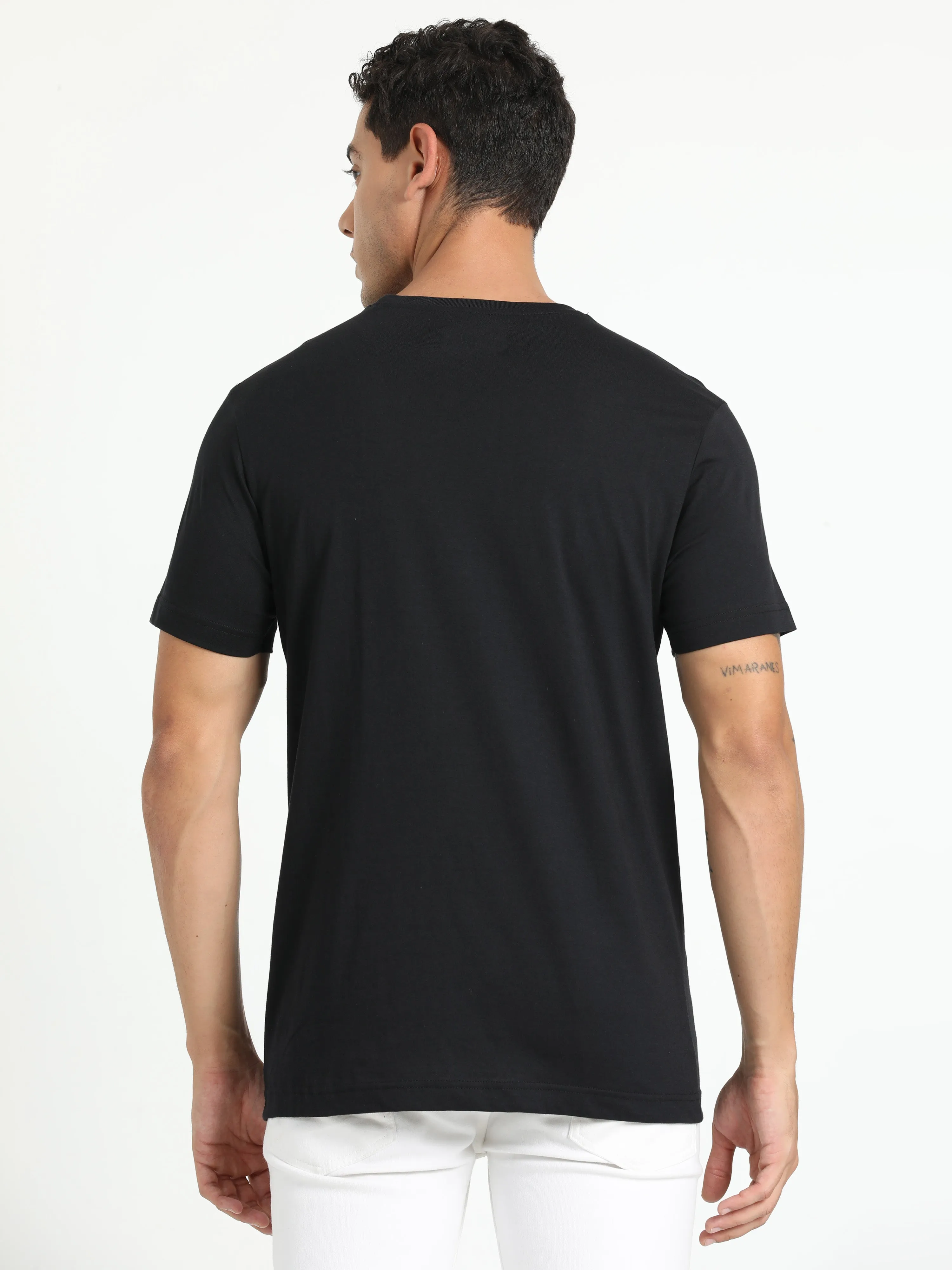 Classic Polo Men's Solid Black Cotton Half Sleeve T-Shirt | TOY-ARDOR BLACK SF C