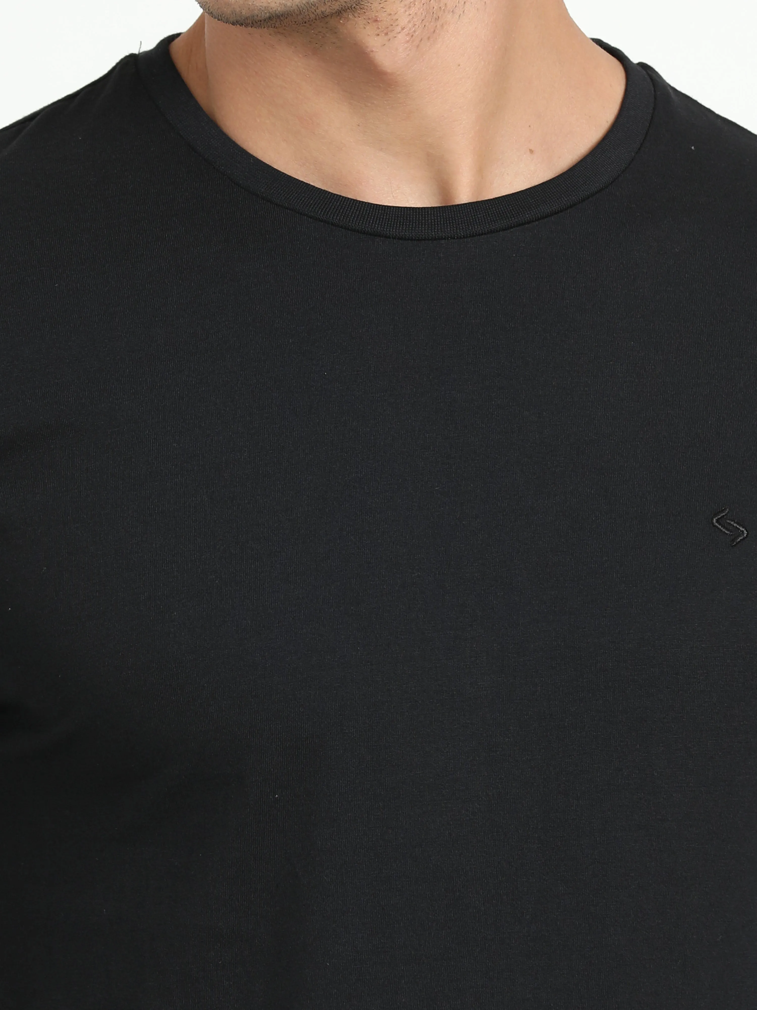 Classic Polo Men's Solid Black Cotton Half Sleeve T-Shirt | TOY-ARDOR BLACK SF C