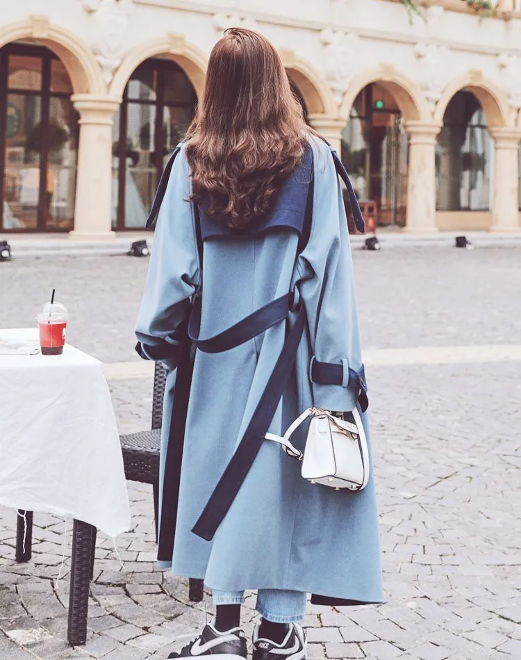 Color Contrast Woolen Goddess Fan Women's Coat