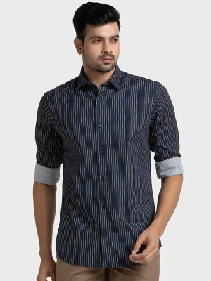 Colorplus Men Blue Printed Tailored Fit Cotton Casual Shirt