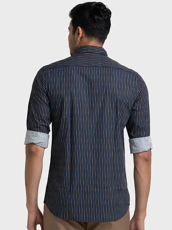 Colorplus Men Blue Printed Tailored Fit Cotton Casual Shirt
