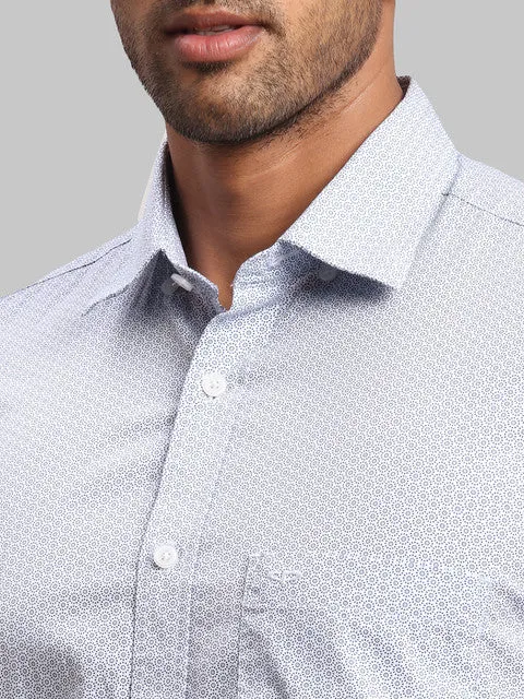 Colorplus Men Blue Printed Tailored Fit Cotton Shirt