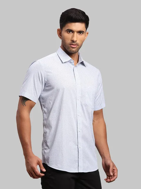 Colorplus Men Blue Printed Tailored Fit Cotton Shirt