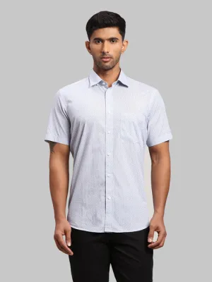 Colorplus Men Blue Printed Tailored Fit Cotton Shirt