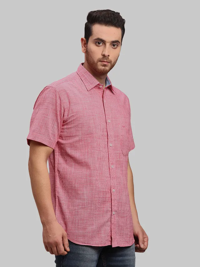 Colorplus Men Red Checkered Tailored Fit Half Sleeve Spread Collar Shirt