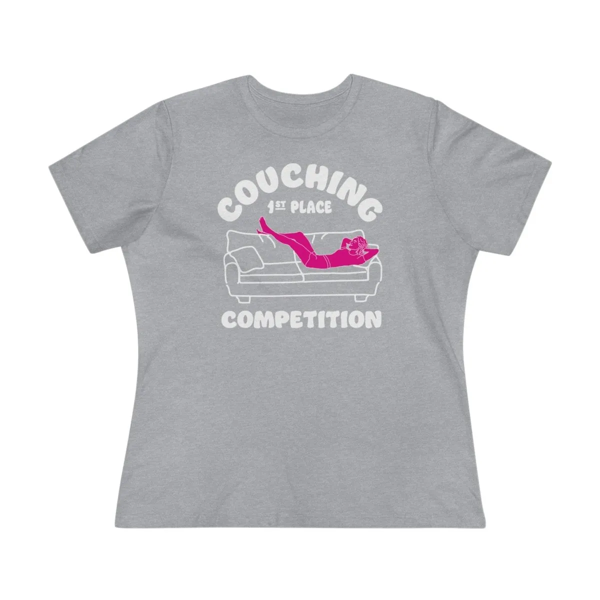 Couching Women's Premium Relaxed Fit T-Shirt, Recharge Competition, Inspire Relaxation, Weekend, Couch Potato