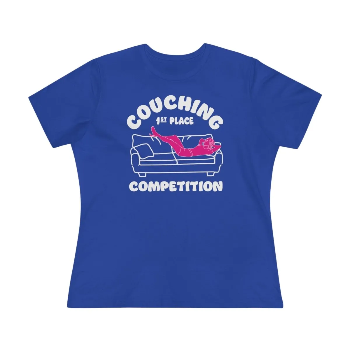 Couching Women's Premium Relaxed Fit T-Shirt, Recharge Competition, Inspire Relaxation, Weekend, Couch Potato