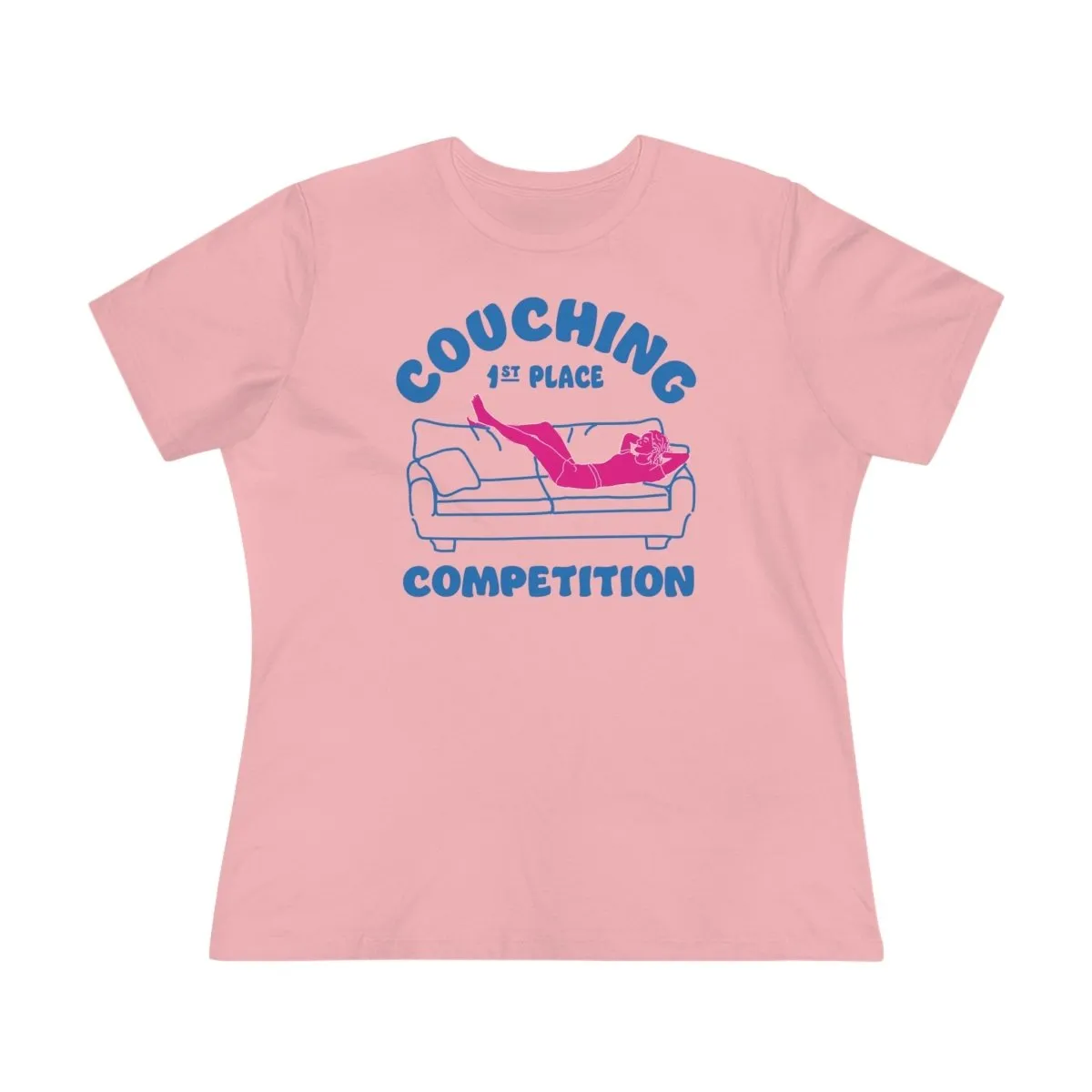 Couching Women's Premium Relaxed Fit T-Shirt, Recharge Competition, Inspire Relaxation, Weekend, Couch Potato