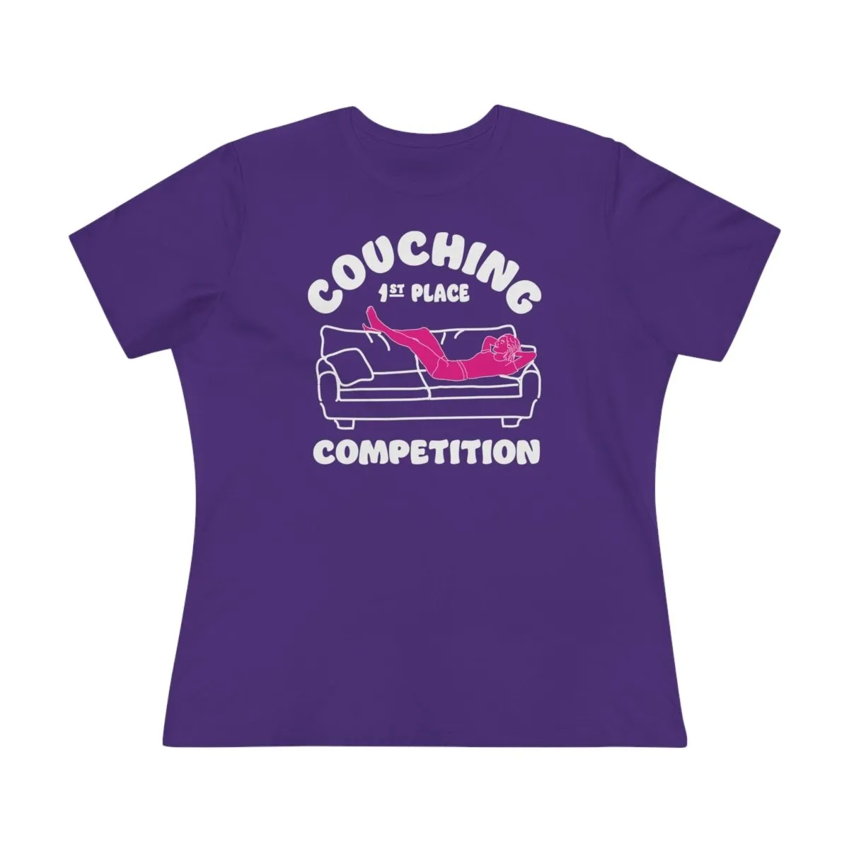 Couching Women's Premium Relaxed Fit T-Shirt, Recharge Competition, Inspire Relaxation, Weekend, Couch Potato