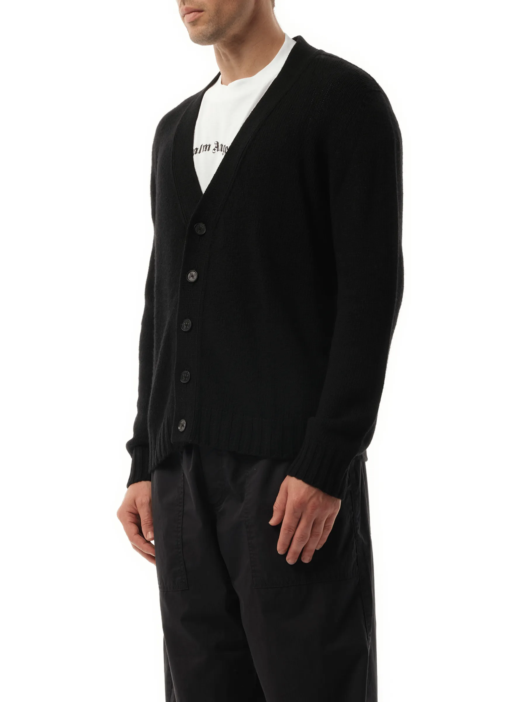 Curved Logo Cardigan in Black/Grey