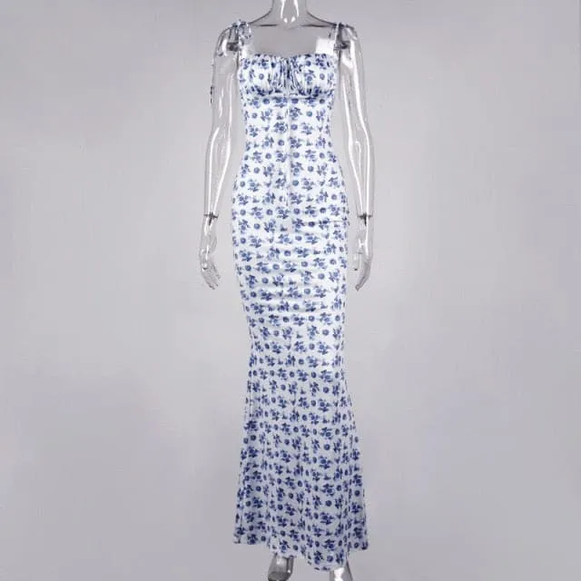 DressBetty - Cryptographic Floral Print Cottagecore Elegant Sleeveless Maxi Sundress