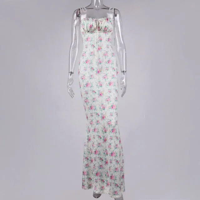 DressBetty - Cryptographic Floral Print Cottagecore Elegant Sleeveless Maxi Sundress