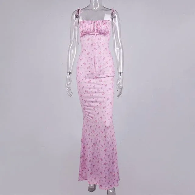 DressBetty - Cryptographic Floral Print Cottagecore Elegant Sleeveless Maxi Sundress