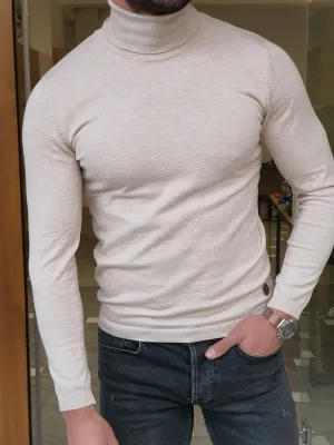 Ed Slim Fit Beige Turtleneck
