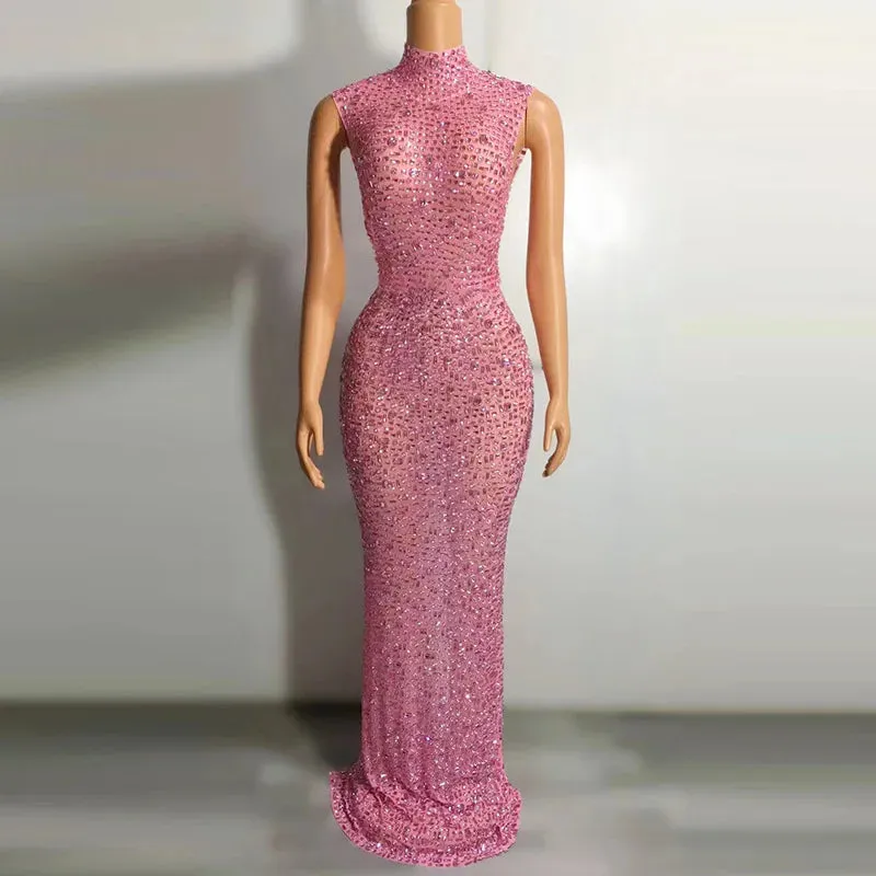 Elegant Crystal Embellished Party Dress