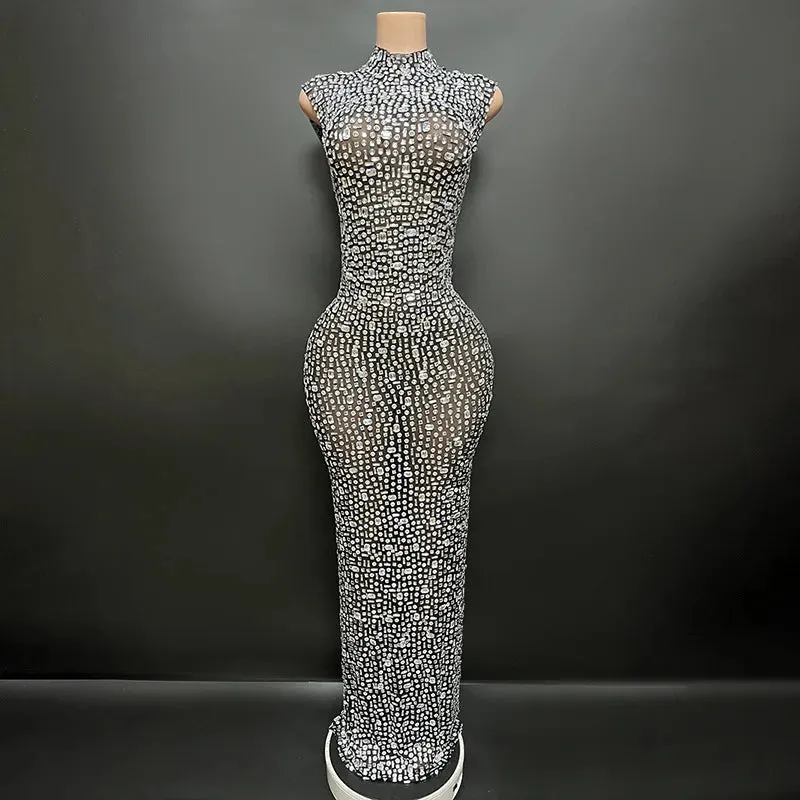 Elegant Crystal Embellished Party Dress