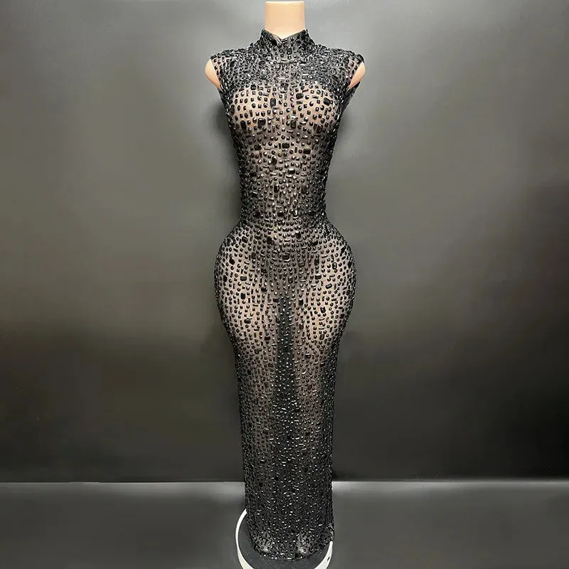 Elegant Crystal Embellished Party Dress